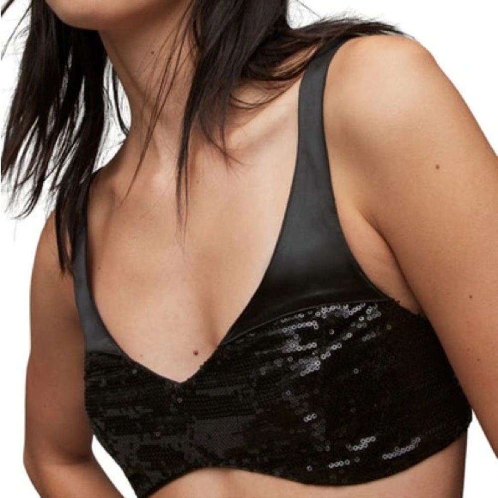 All Saints Leilani Sequin Bralette Black